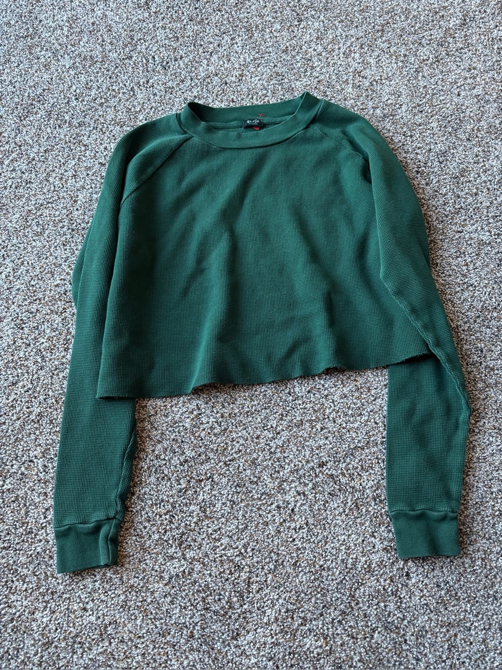 John Galt Green Thermal Cropped Long Sleeve Top Cozy Grunge
